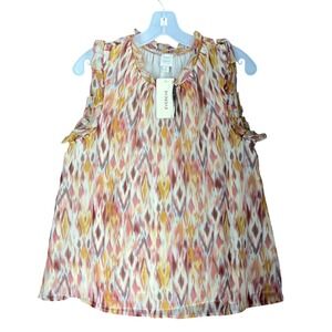 Roan & Ryan Womens M Addy Ikat Chiffon‎ Blouse Boho Peasant Festivalcore